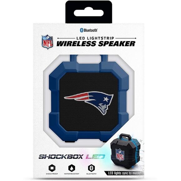 NFL New England Patriots Speaker Wireless Bluetooth Shockbox LED Light Portable - Picture 3 of 3
